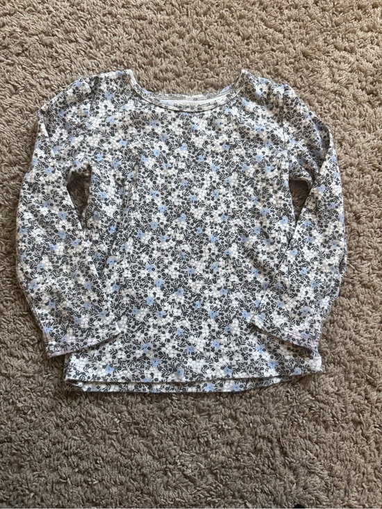 Carter's Other - Gently Used Girls' Long-Sleeve Floral Top - White with Blue and Gray